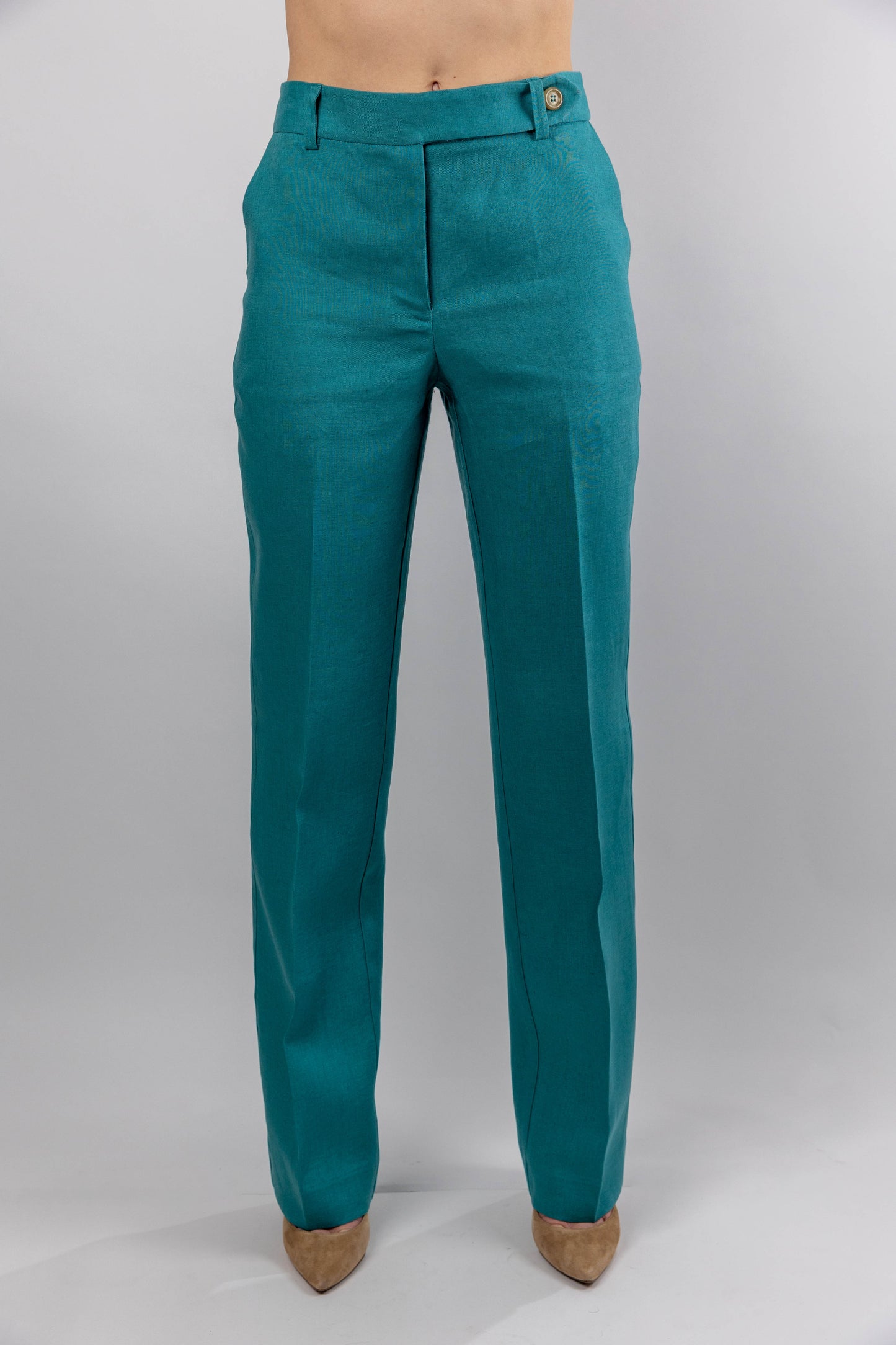 Teal Linen Trousers