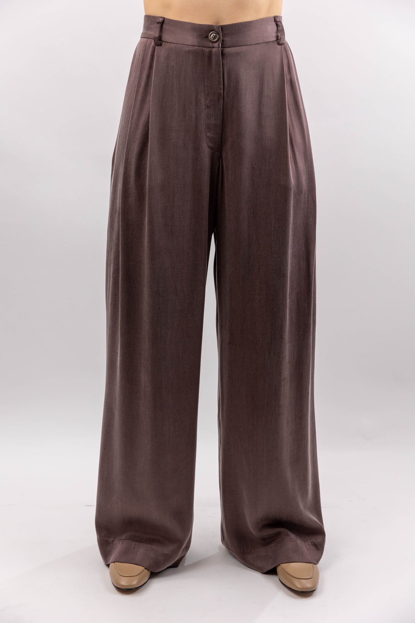 Rose Brown Pleated Trousers