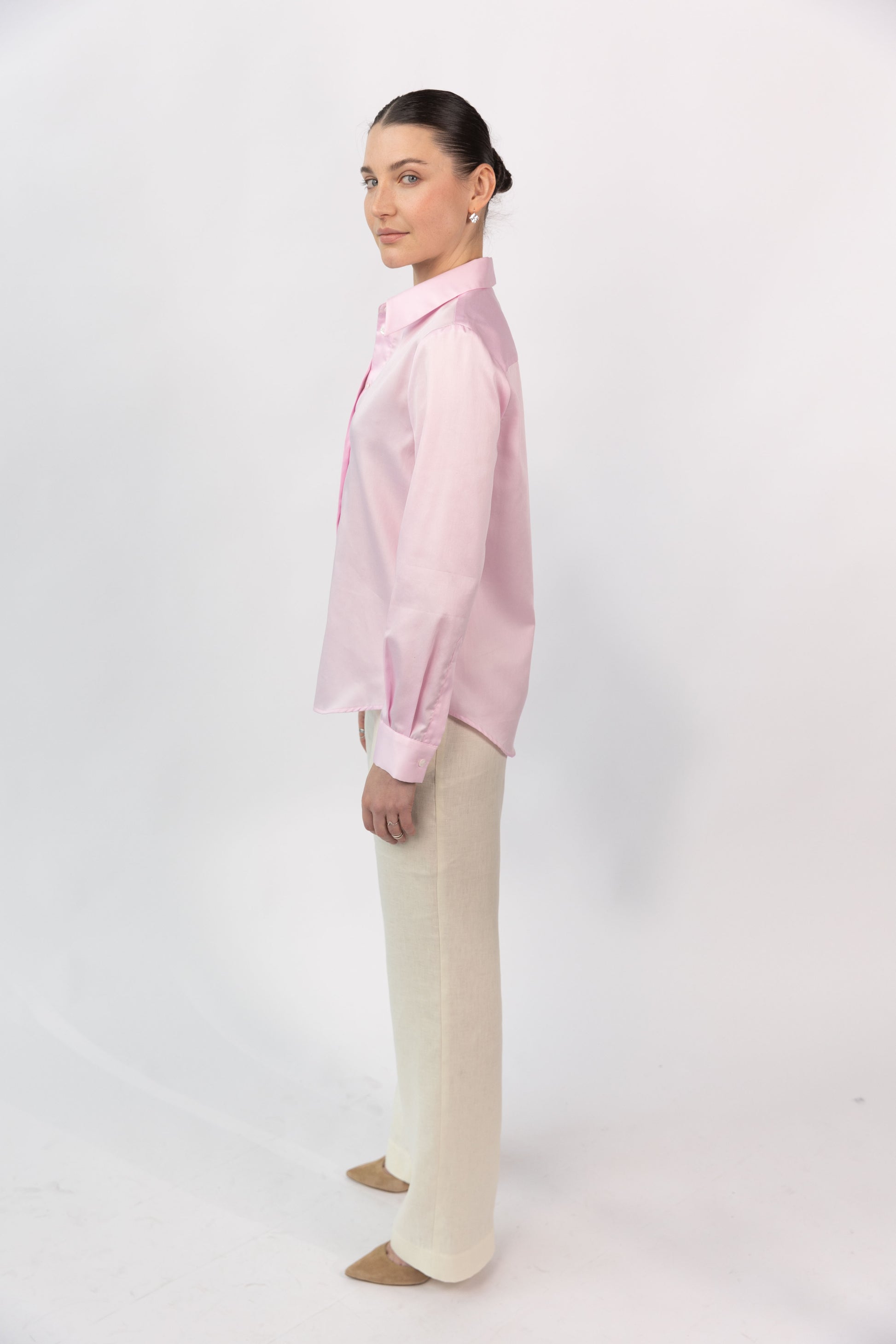 Pink Cotton Sateen Shirt