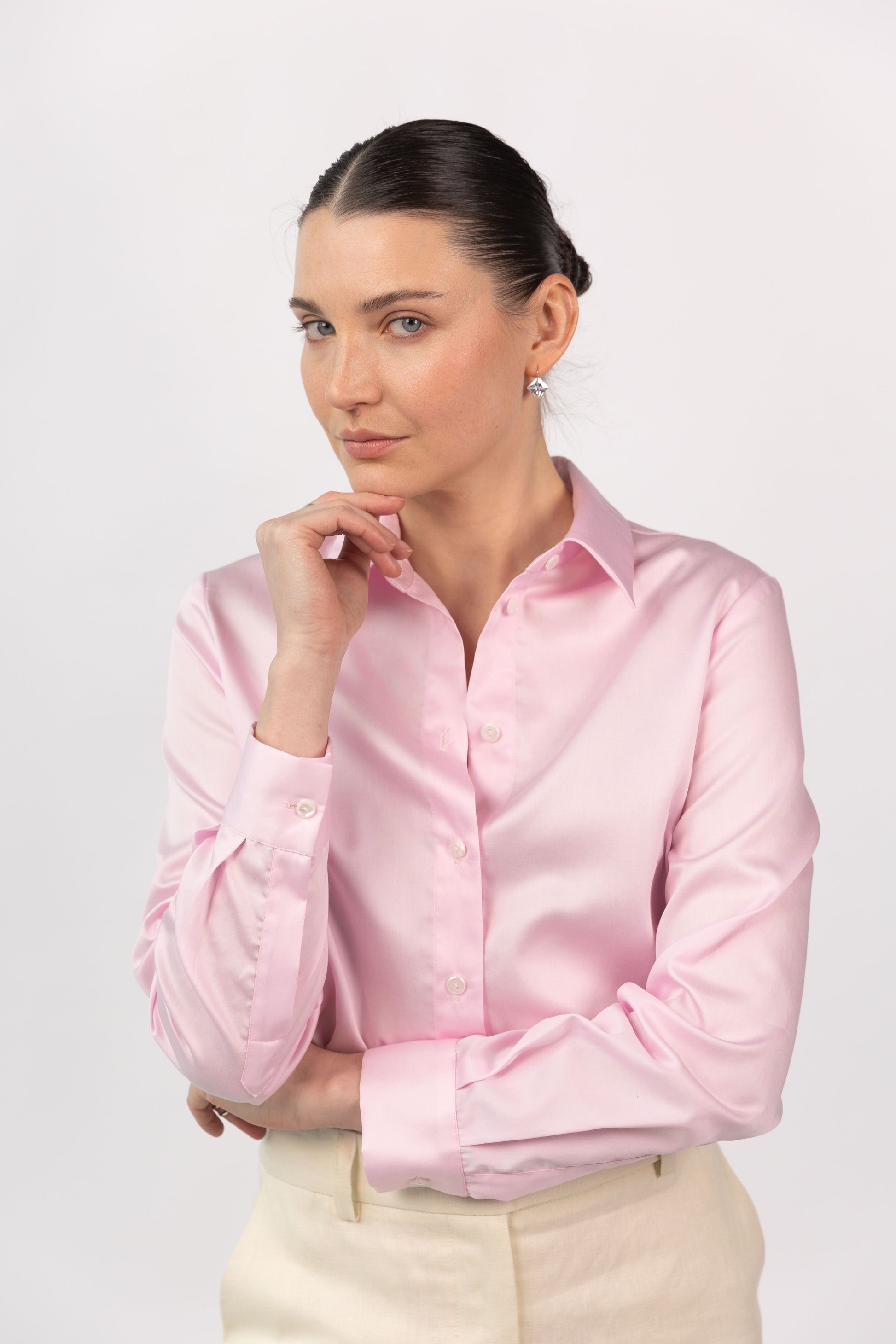 Pink Cotton Sateen Shirt