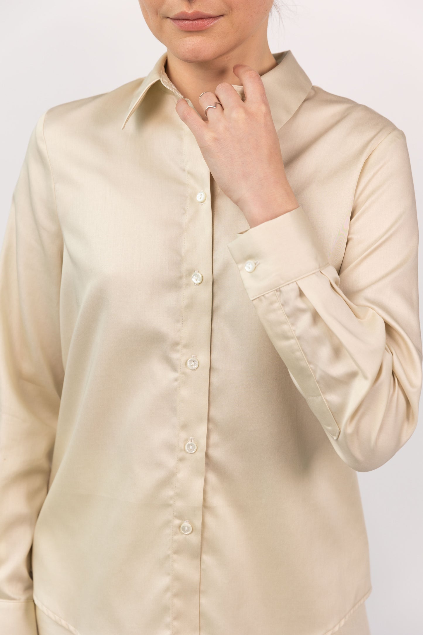 Ecru Cotton Sateen Shirt