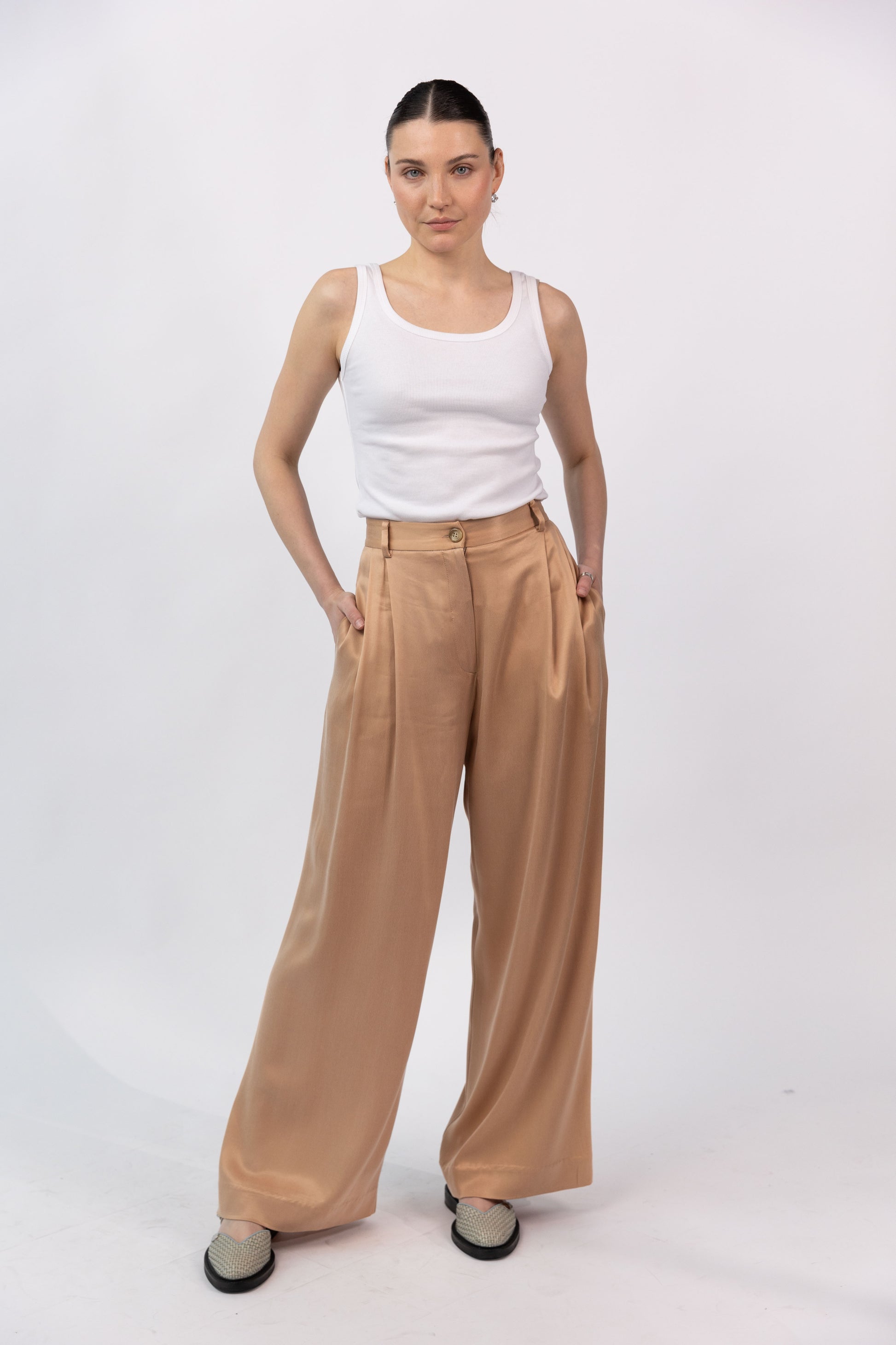 Peach Pleated Trousers