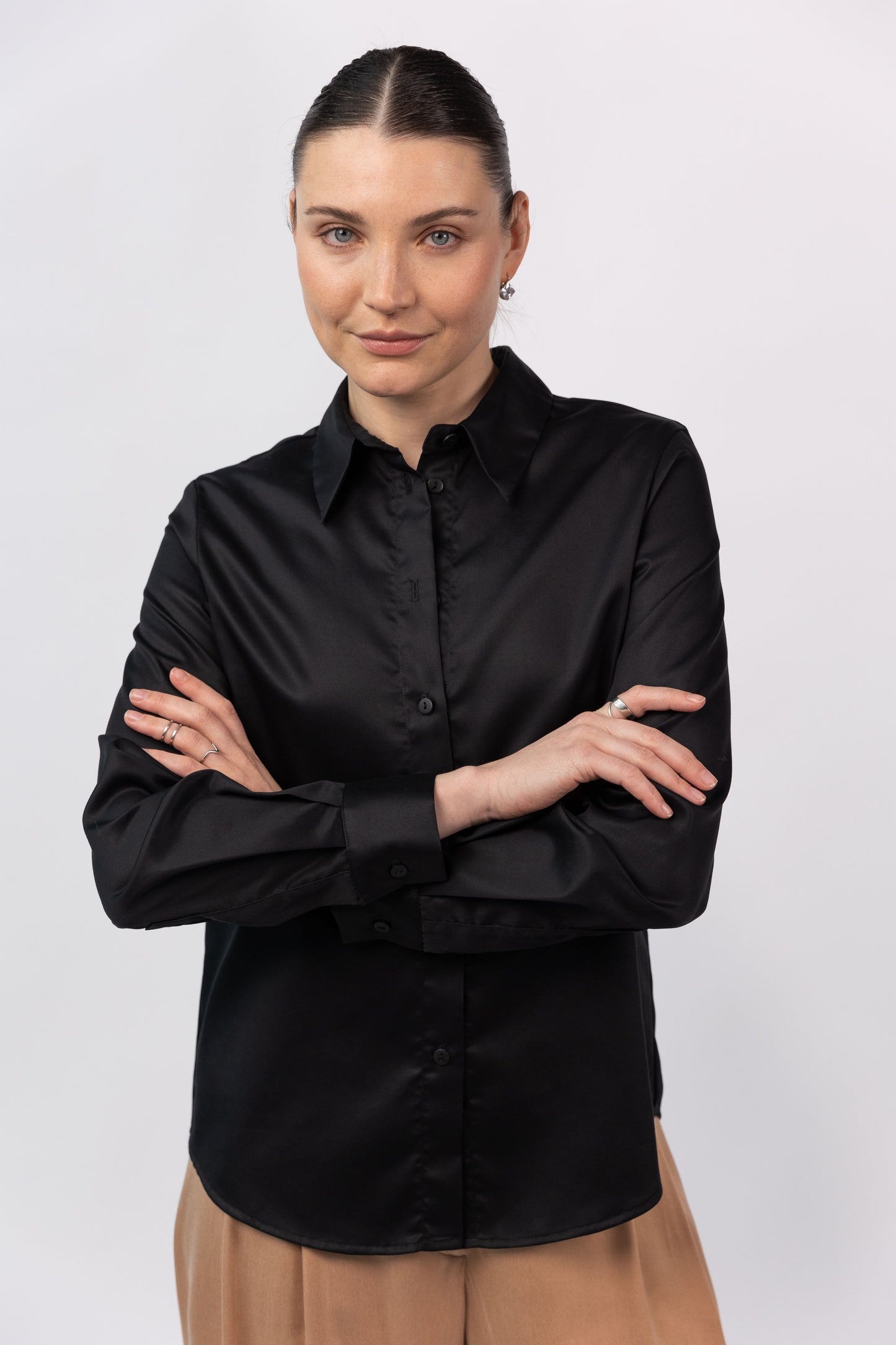 Black Cotton Sateen Shirt