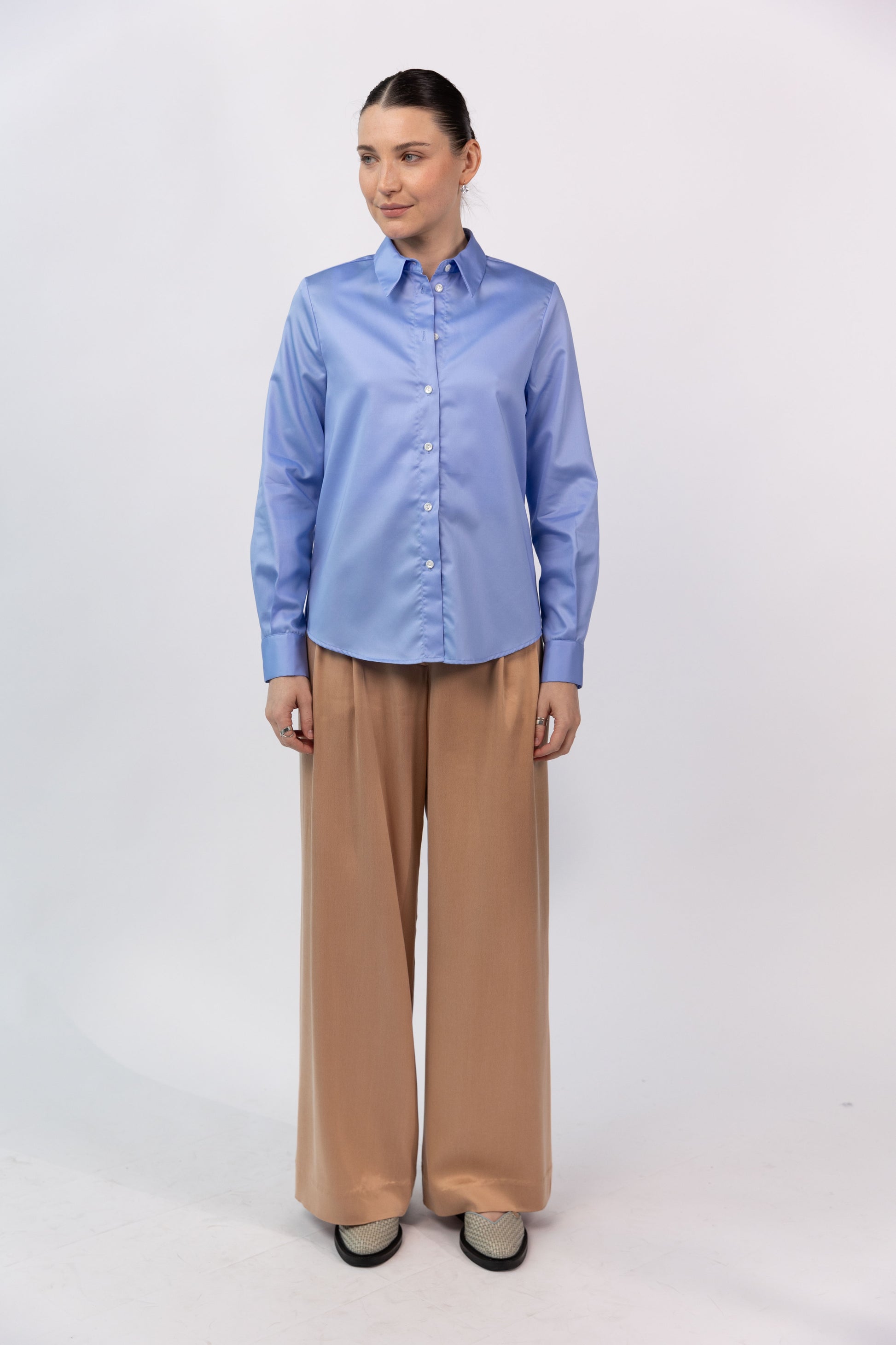 Blue Cotton Sateen Shirt