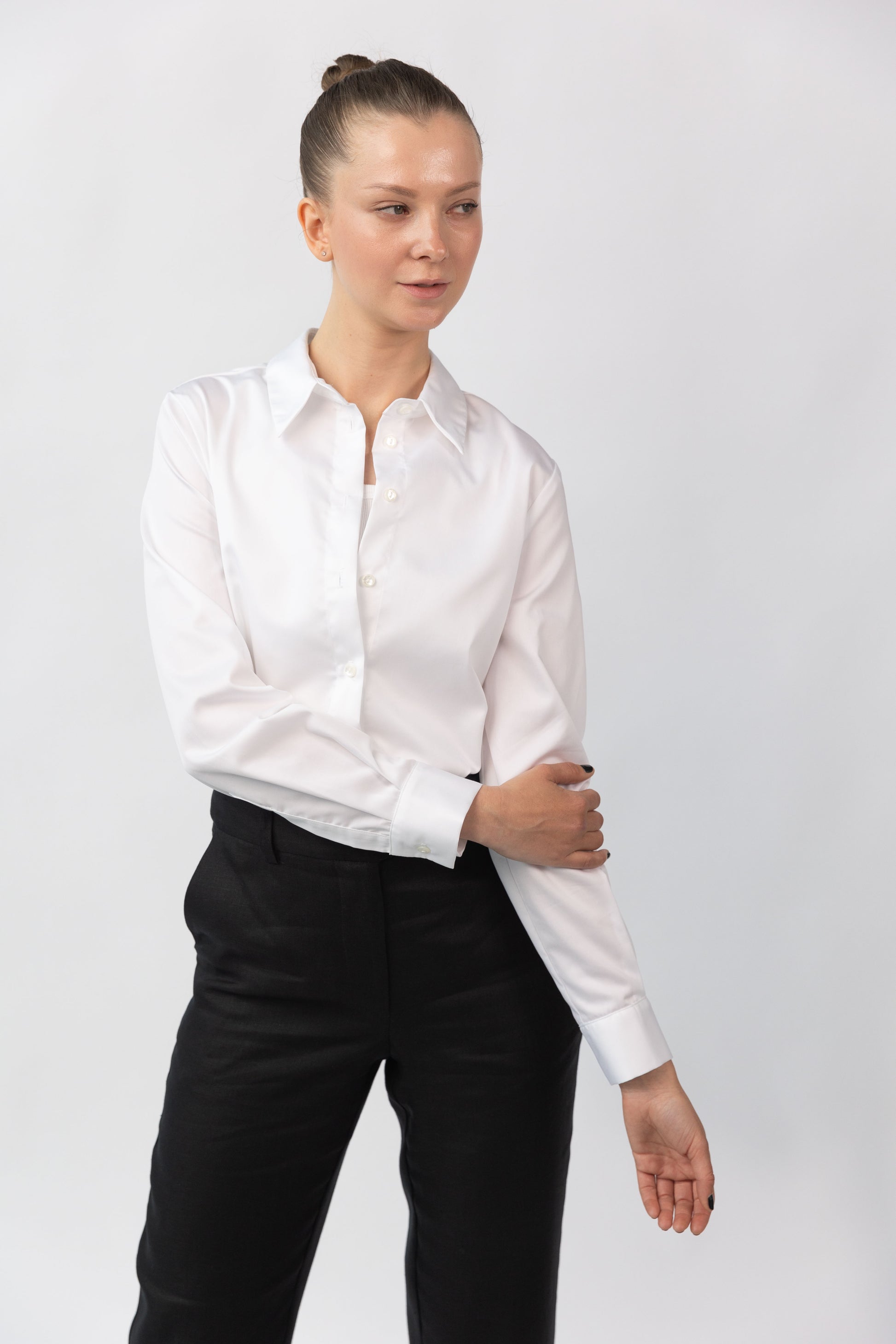 White Cotton Sateen Shirt