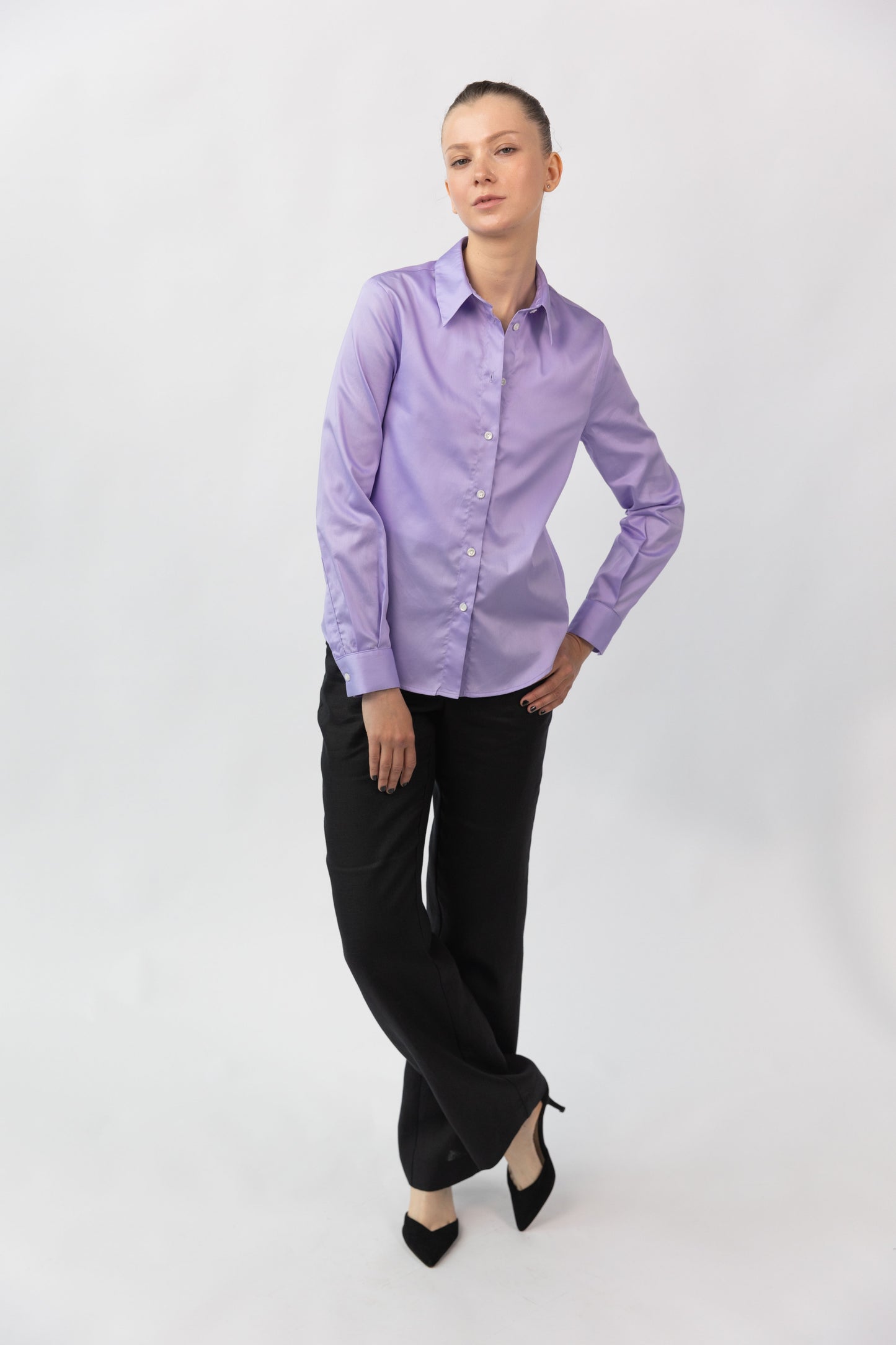 Purple Cotton Sateen Shirt