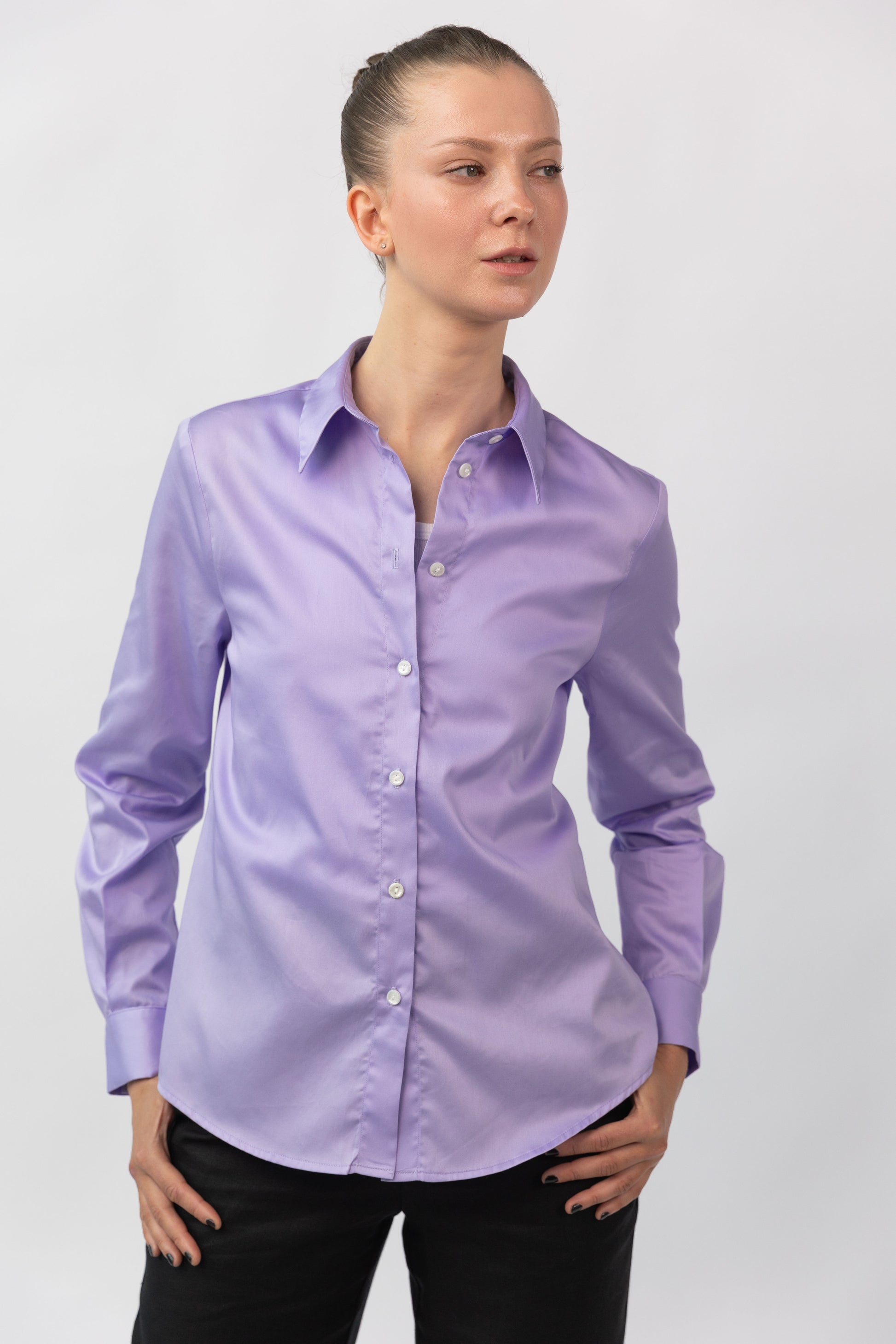 Purple Cotton Sateen Shirt