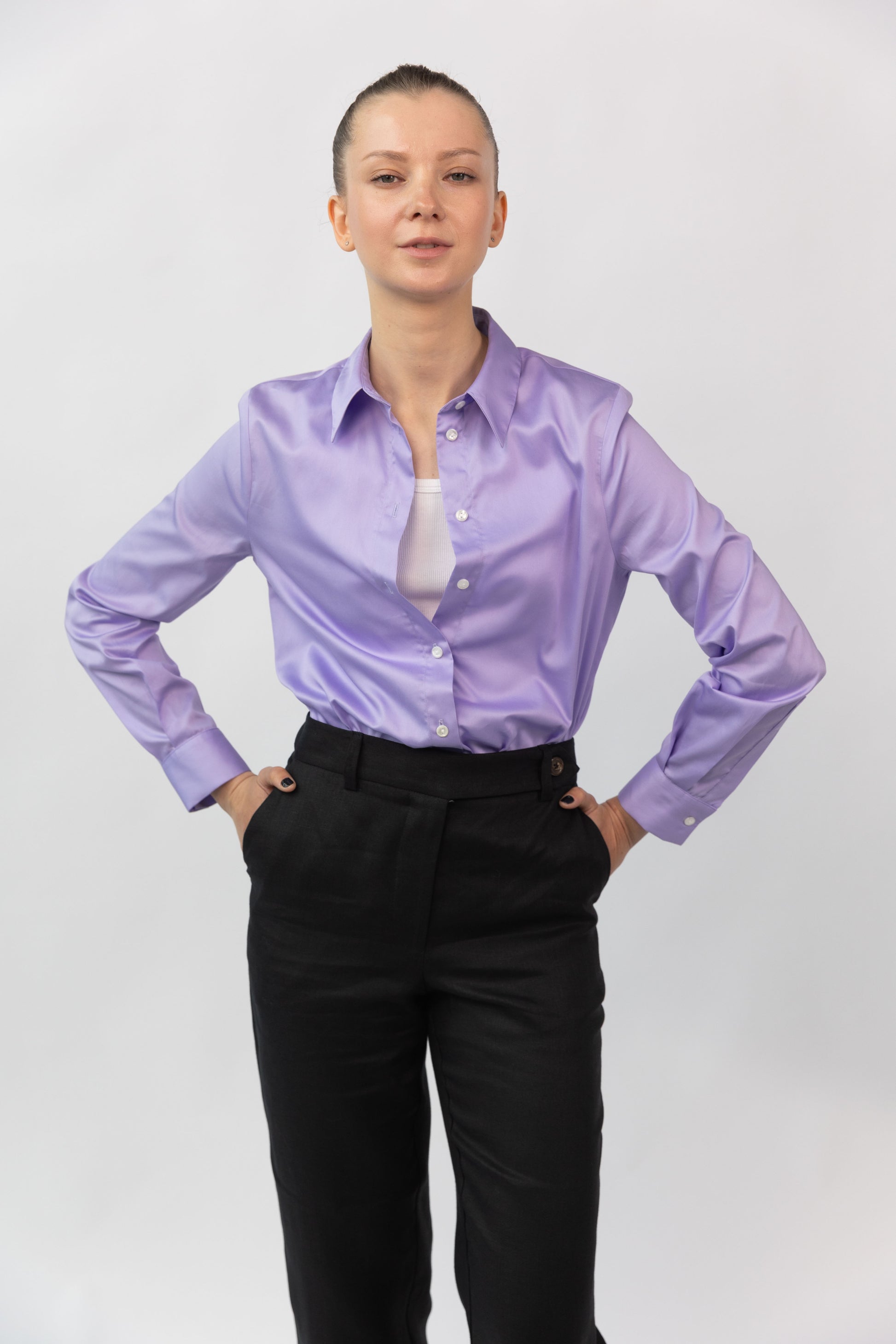 Purple Cotton Sateen Shirt