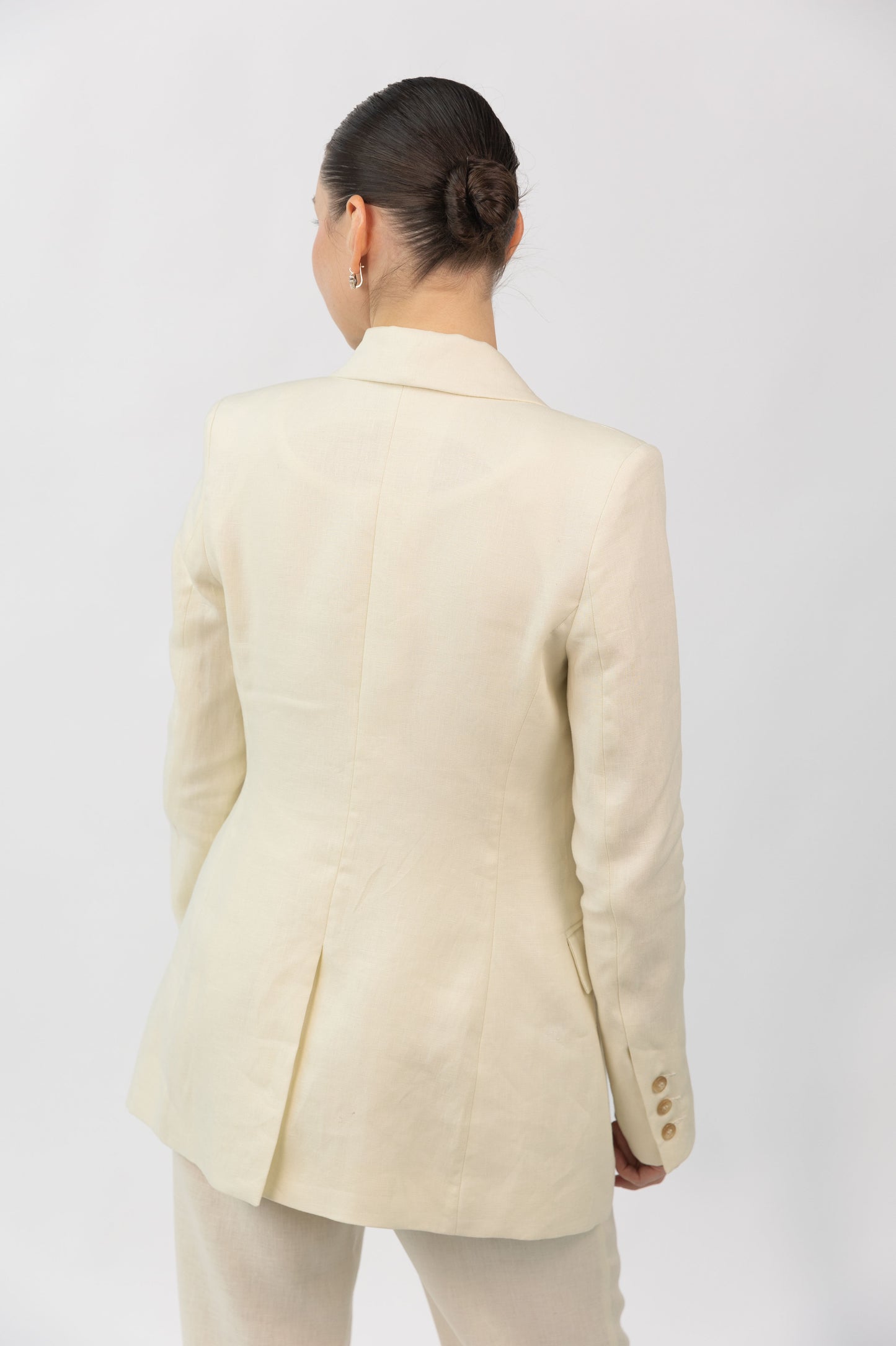 Cream Linen Double Breasted Jacket